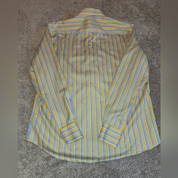 Bugatchi Yellow And Blue LS‎ Dress Shirt No Size - Picture 2 of 8
